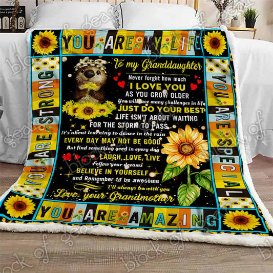 Grandma To Granddaughter CL11100079MDF Sherpa Fleece Blanket