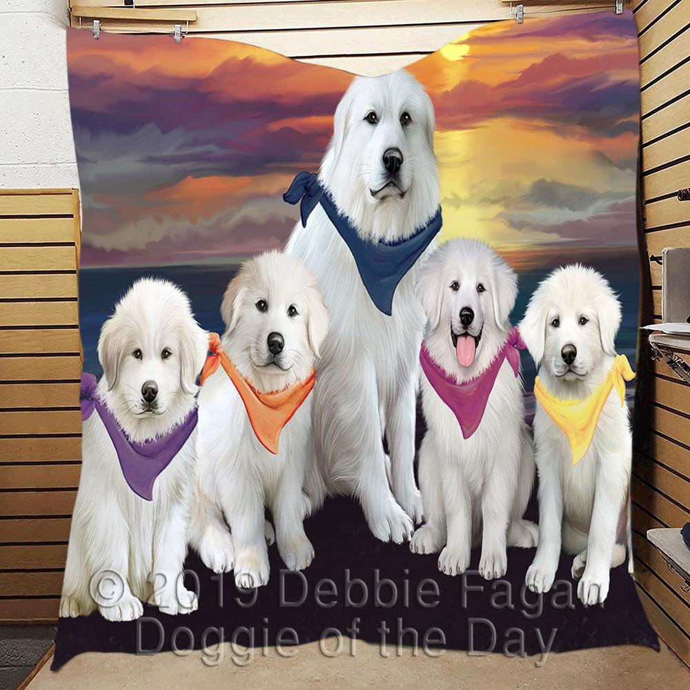 Great Pyrenees Sunset Beach All CL18110995MDQ Quilt Blanket