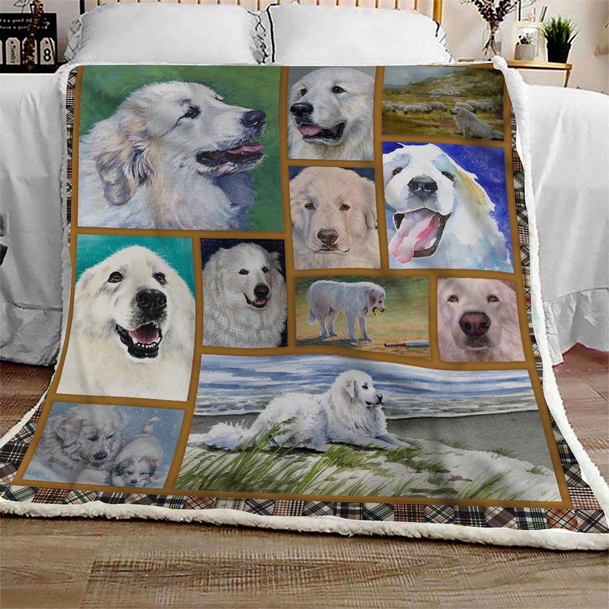 Great Pyrenees Face CL10100140MDF Sherpa Fleece Blanket