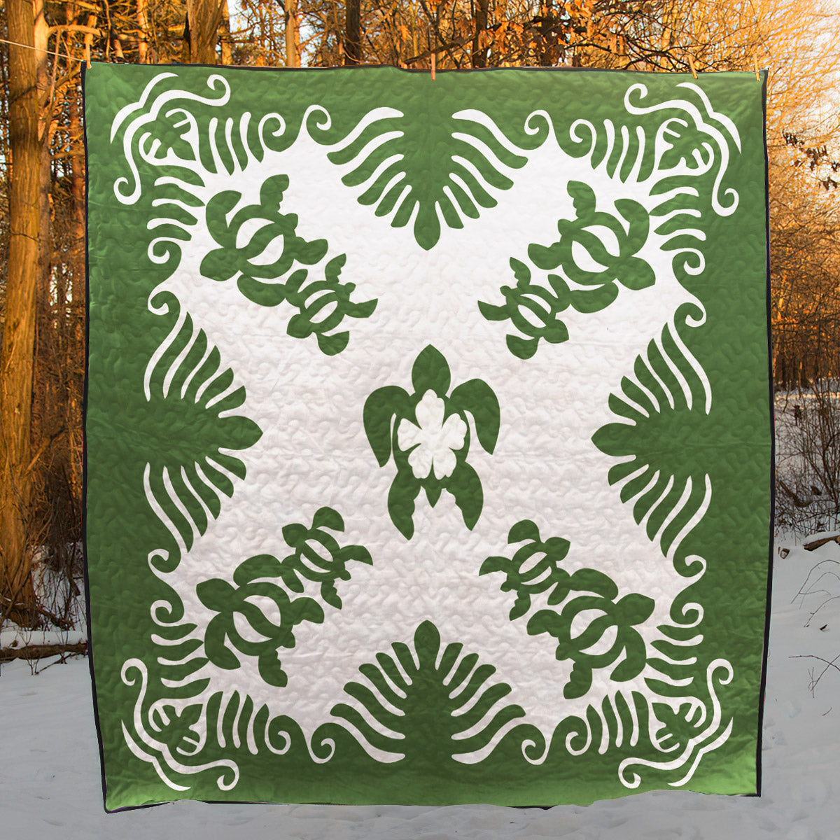 Green Hawaiian Turtle CLM3110173 Quilt Blanket