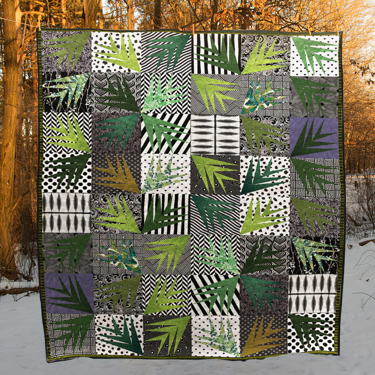 Green Leaves CLP2211174Q Quilt Blanket