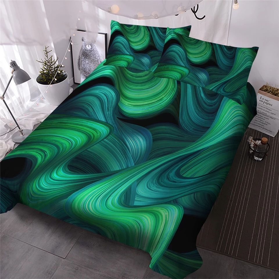 Green And Turquoise Swirl CLH2211270B Bedding Sets