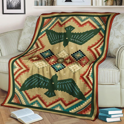 Green Thunderbirds Native American CLA21100042F Sherpa Fleece Blanket