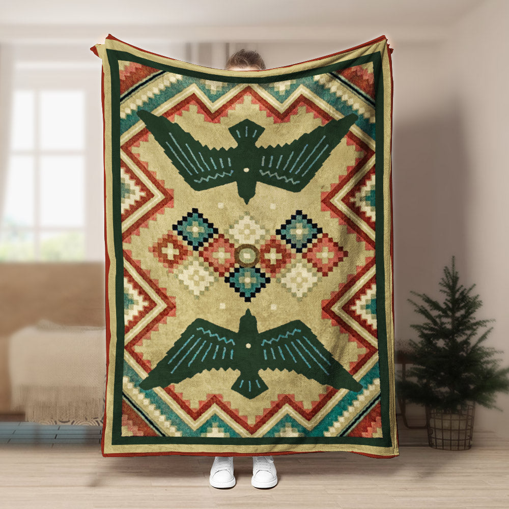 Green Thunderbirds Native American CLA21100042F Sherpa Fleece Blanket