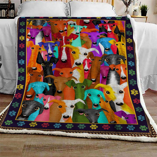 Greyhound Multi Dog Colorful CL09100129MDF Sherpa Fleece Blanket