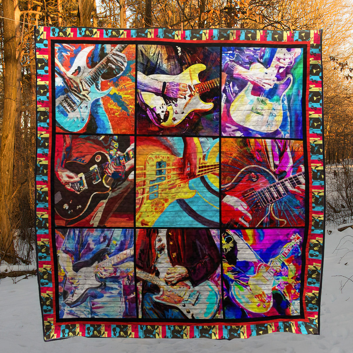 Guitar BI080706B Quilt Blanket