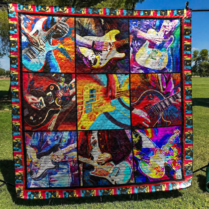 Guitar BI080706B Quilt Blanket