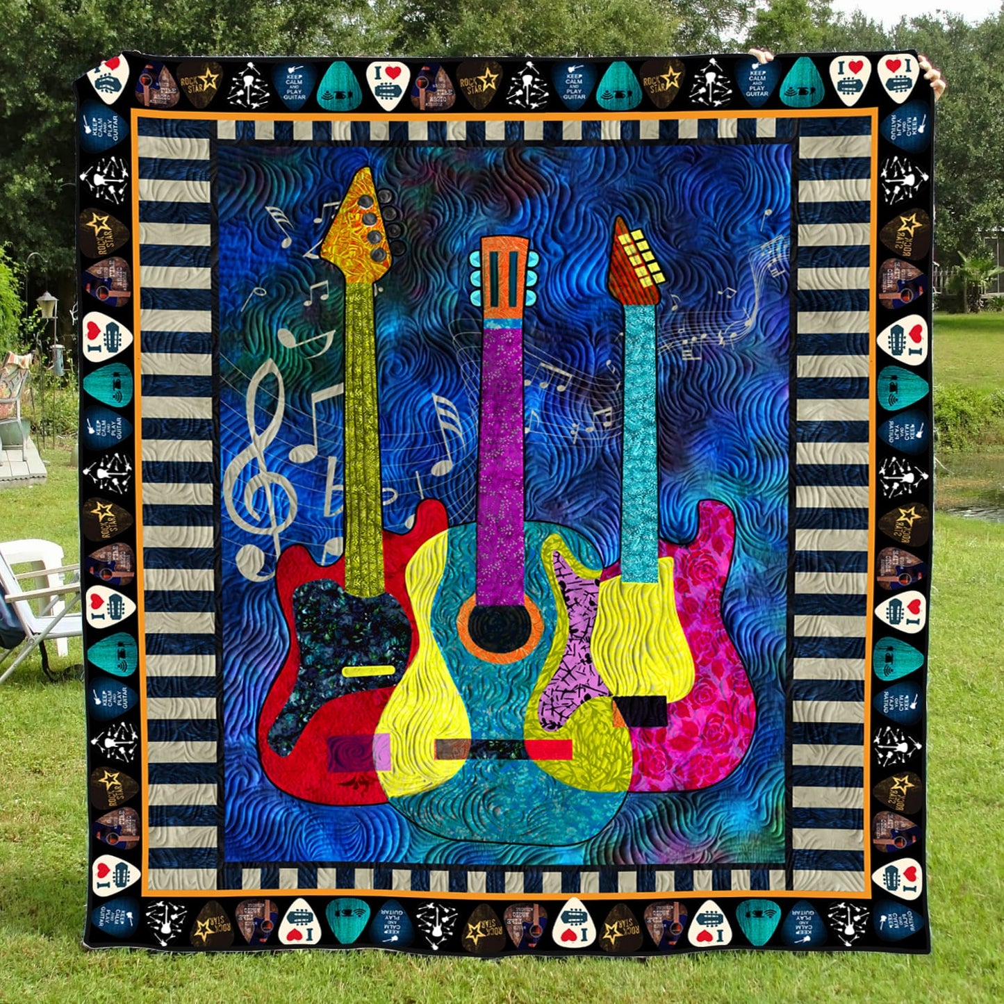 Guitar Quilt Blanket HM08032301BL