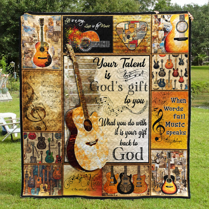 Guitar God Gift HM291001D Art Quilt