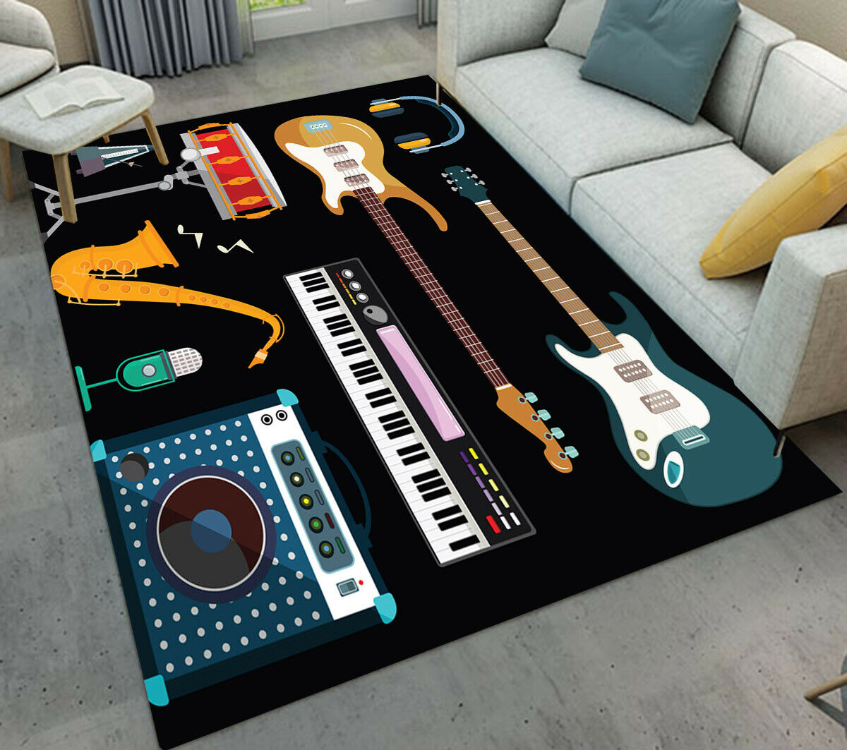 Guitar Keyboard Drum Saxophone CL04100073MDR Rug