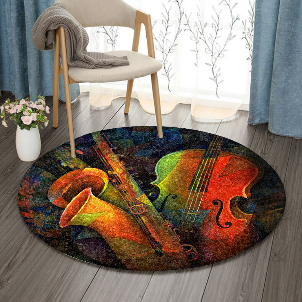 Guitar Trumpet Music BT0710082RR Round Area Rug