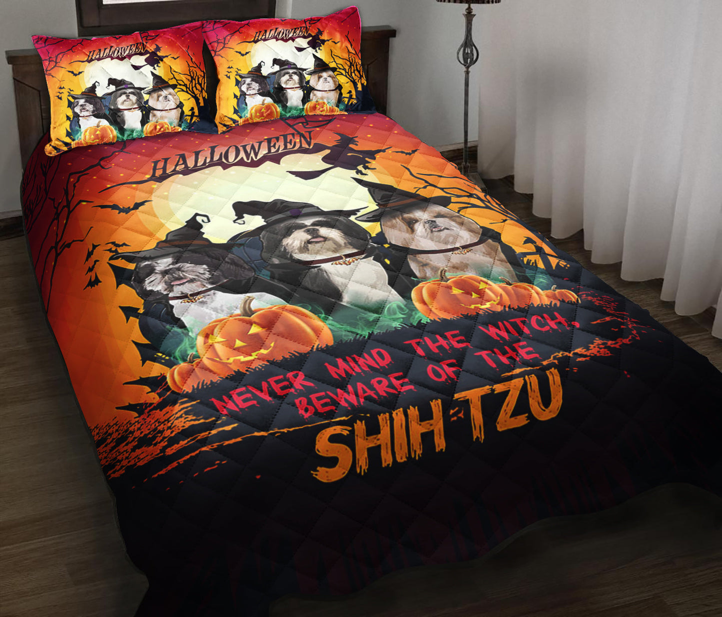 Halloween Shih Tzu Quilt Bed Sheet ND170906