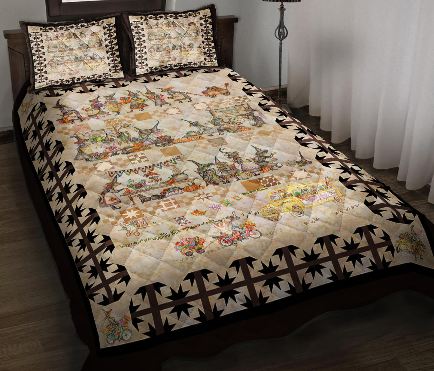 Halloween Witch Quilt Bedding Set HM0909008