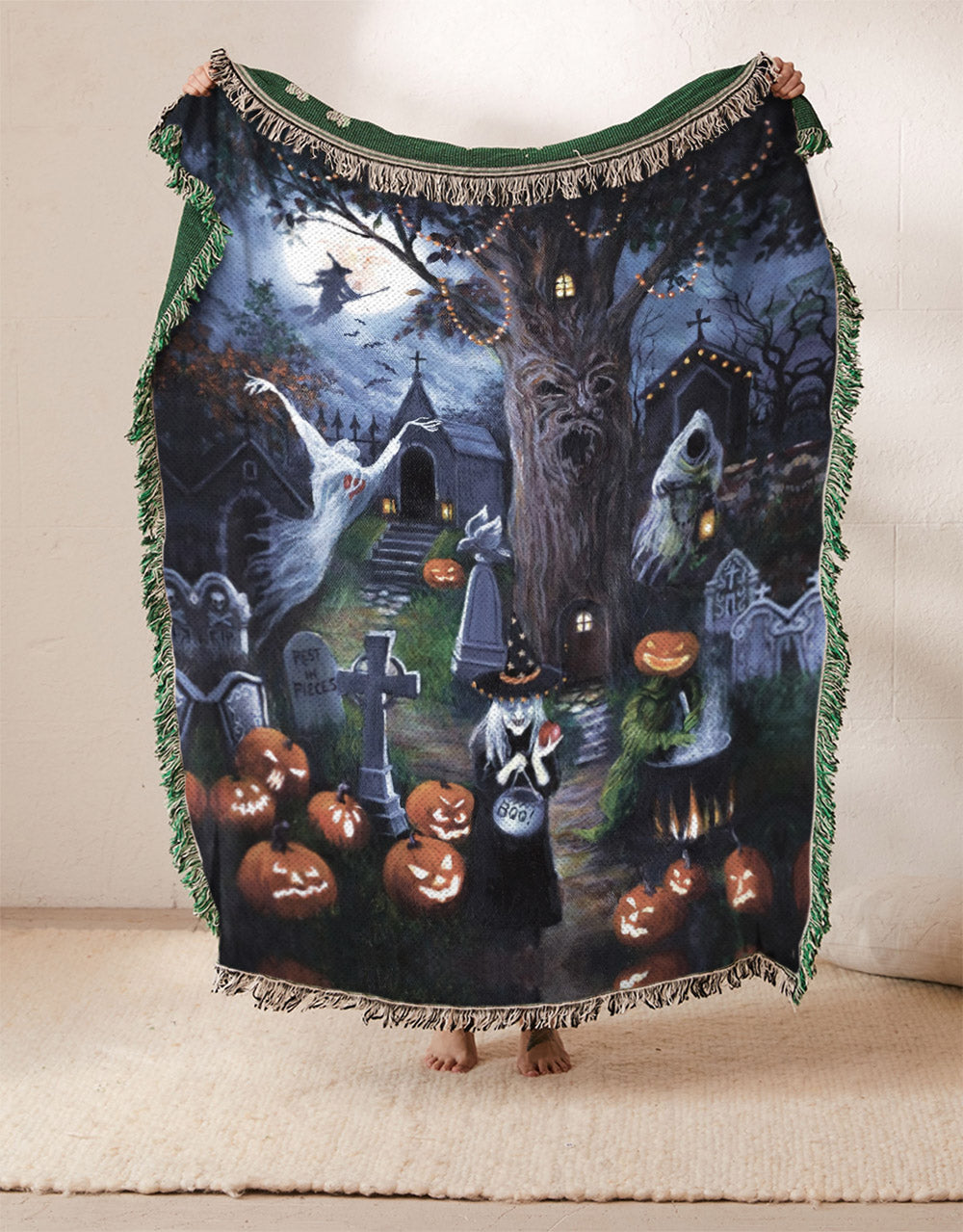 Halloween Witch Ghost Graveyard DV1010176S Throw Blankets For Sofa