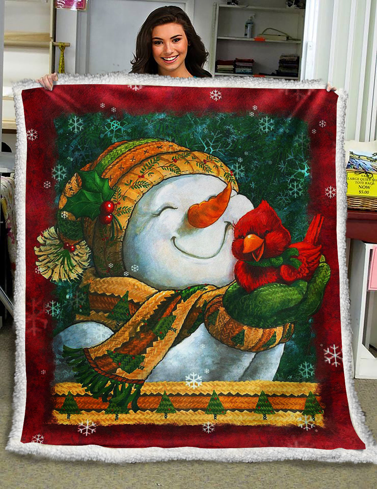 Happy Snowman ND191006 Sherpa Fleece Blanket