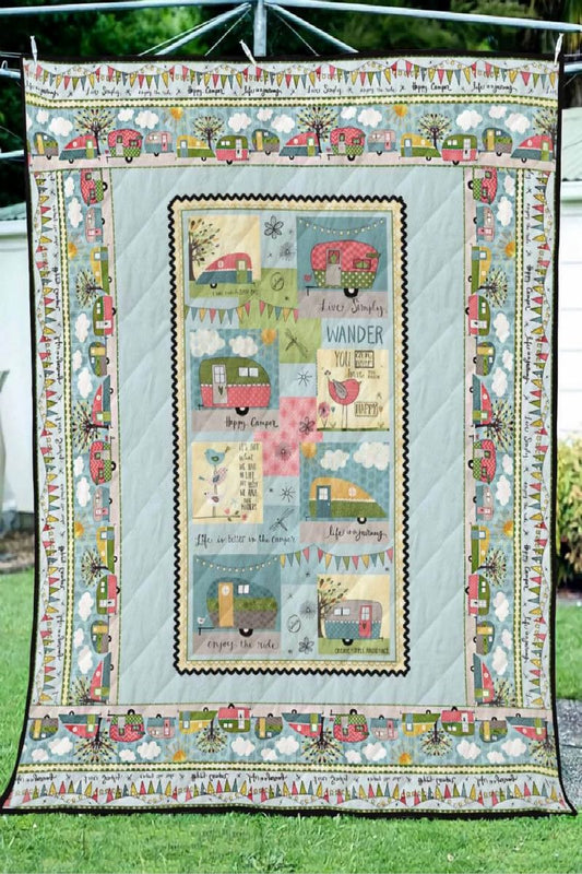 Happy Campers On Road CLA1910281Q Quilt Blanket