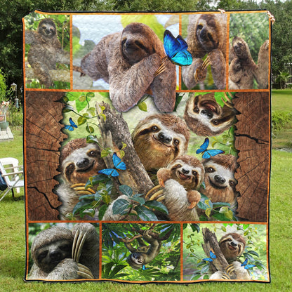 Happy Sloth Family CLA31100612Q Art Quilt