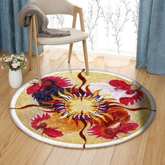 Happy Morning Rooster HM230820TM Round Area Rug