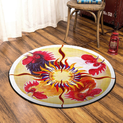 Happy Morning Rooster HM230820TM Round Area Rug