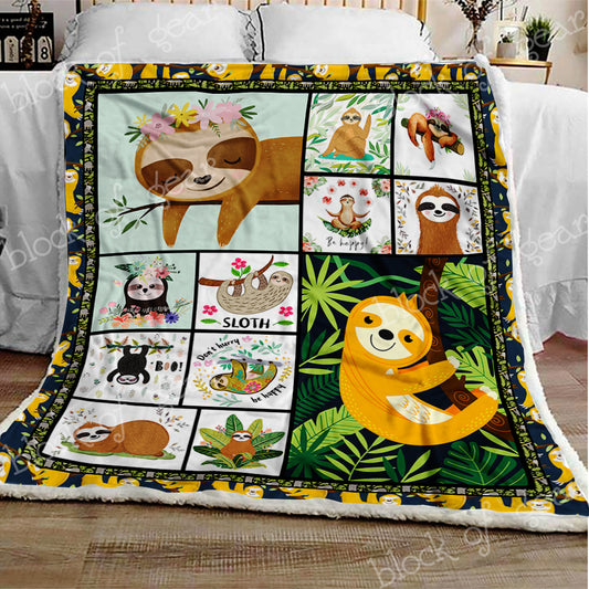 Happy Sloths CL301091MDF Sherpa Fleece Blanket