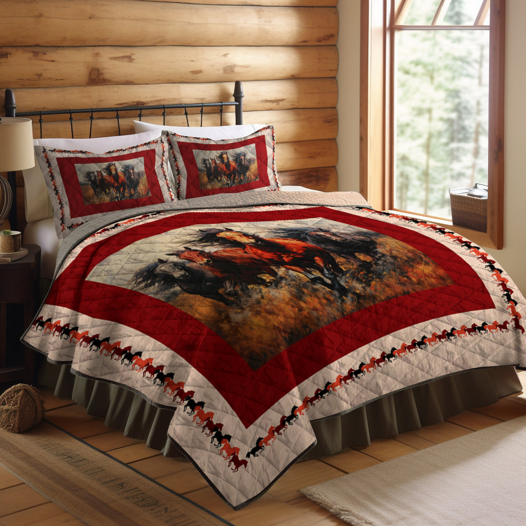 Herd Of Horses CLM1810074B Quilt Bedding Set