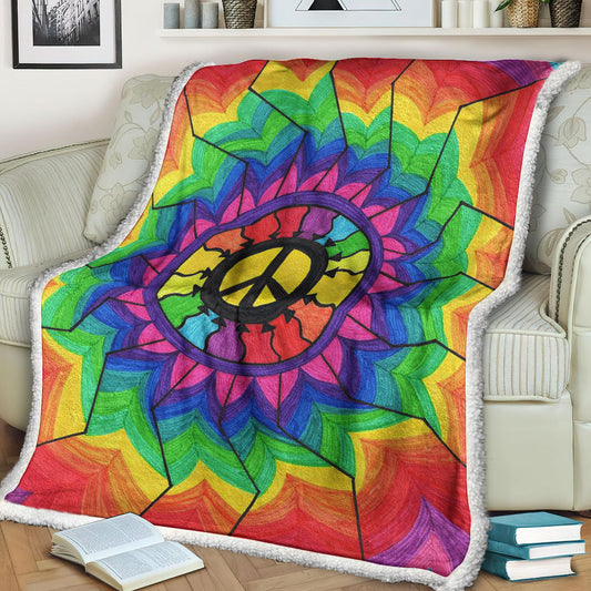 Hippie Peace Mandala ND141005 Sherpa Fleece Blanket