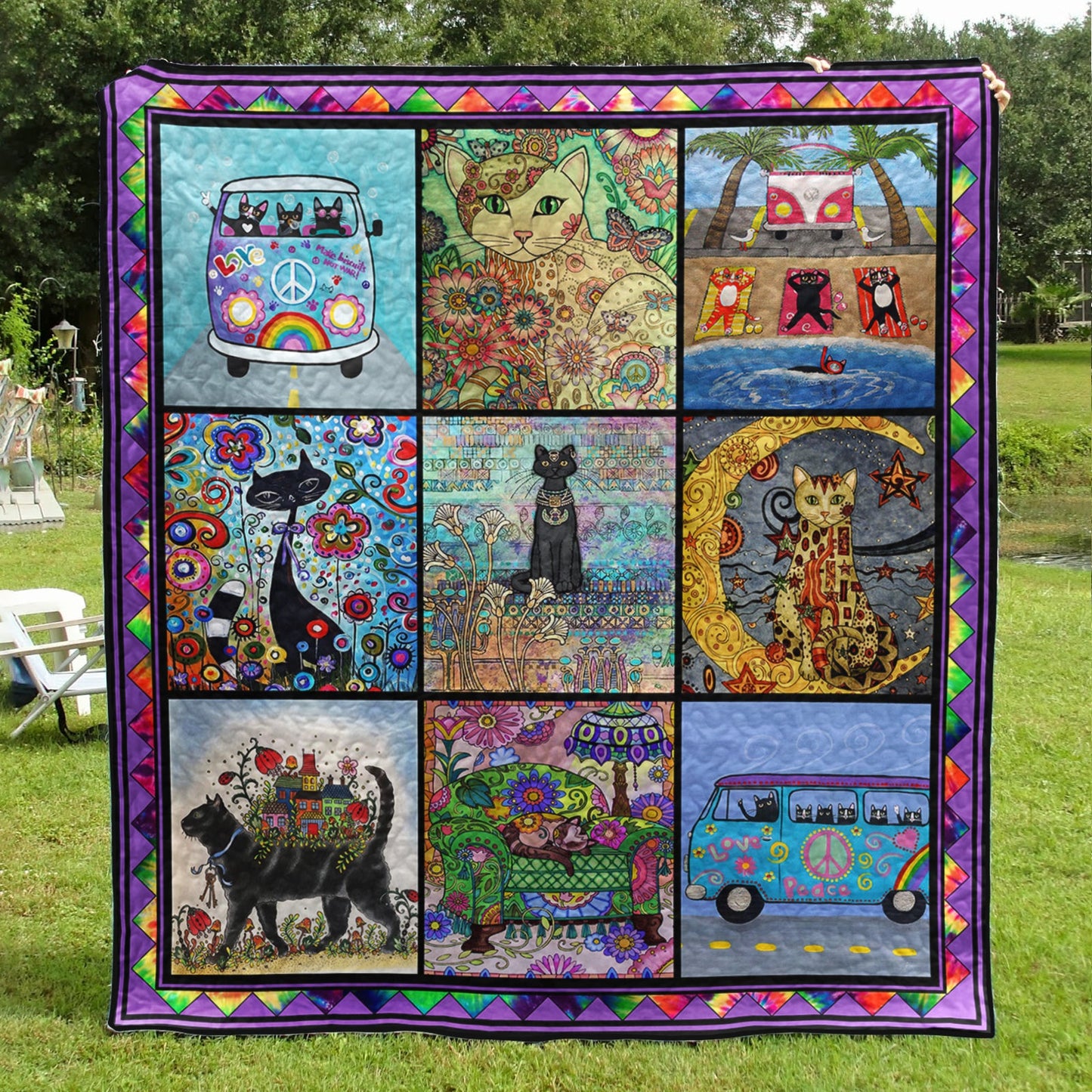 Hippie Cat Quilt Blanket TL090702Y