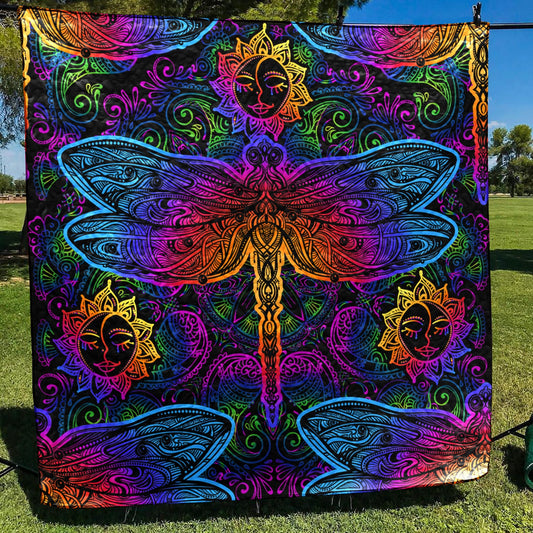 Hippie Dragonfly Quilt Blanket HN230601M