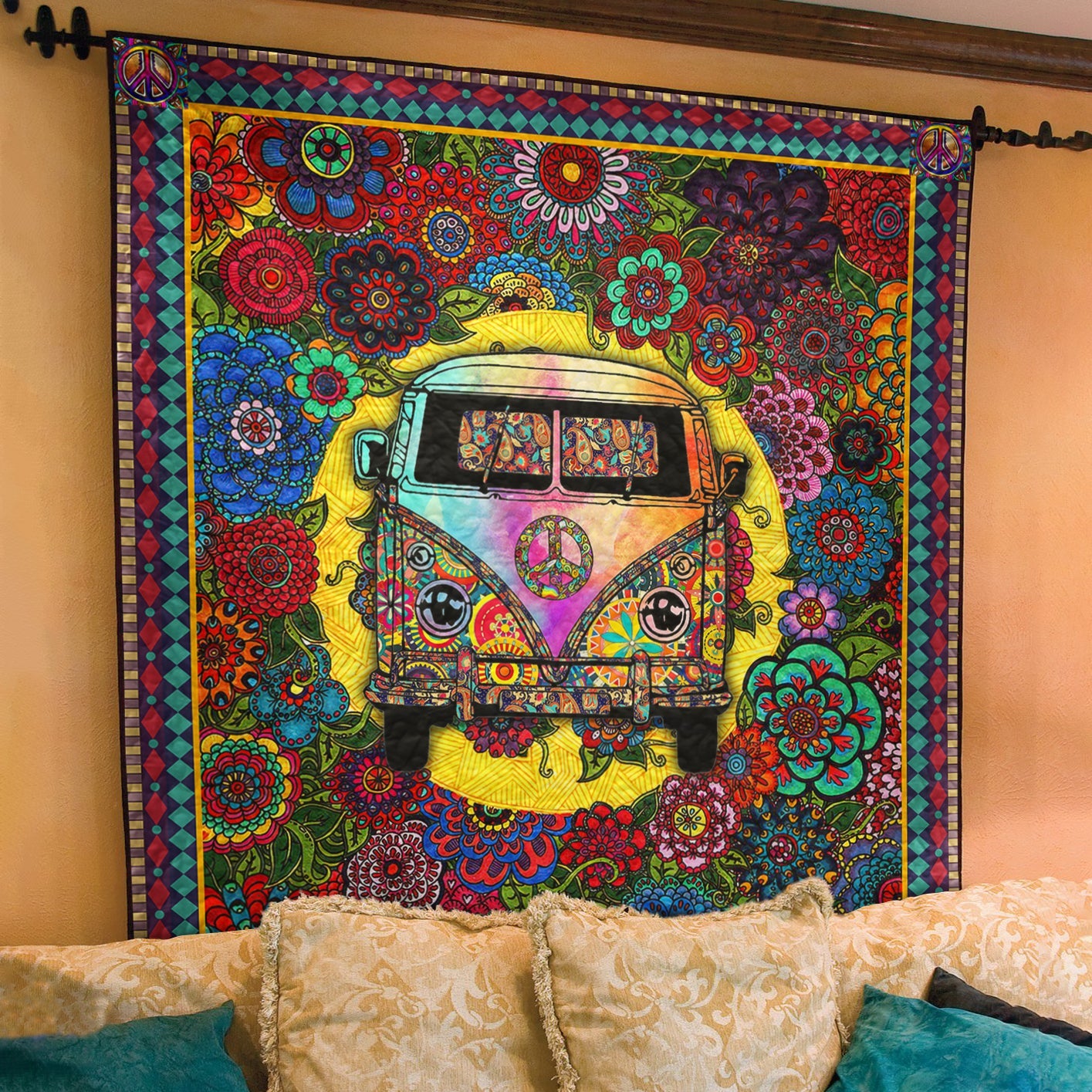 Hippie Floral Van Quilt Blanket TL250604Y