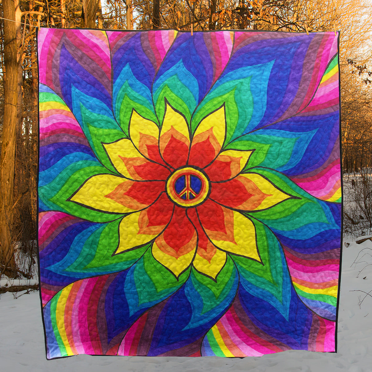 Hippie Flower Quilt Blanket HN220603M