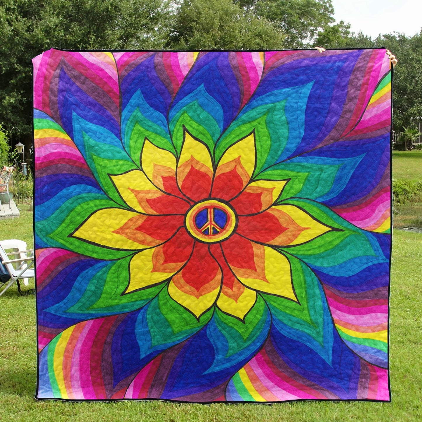 Hippie Flower Quilt Blanket HN220603M