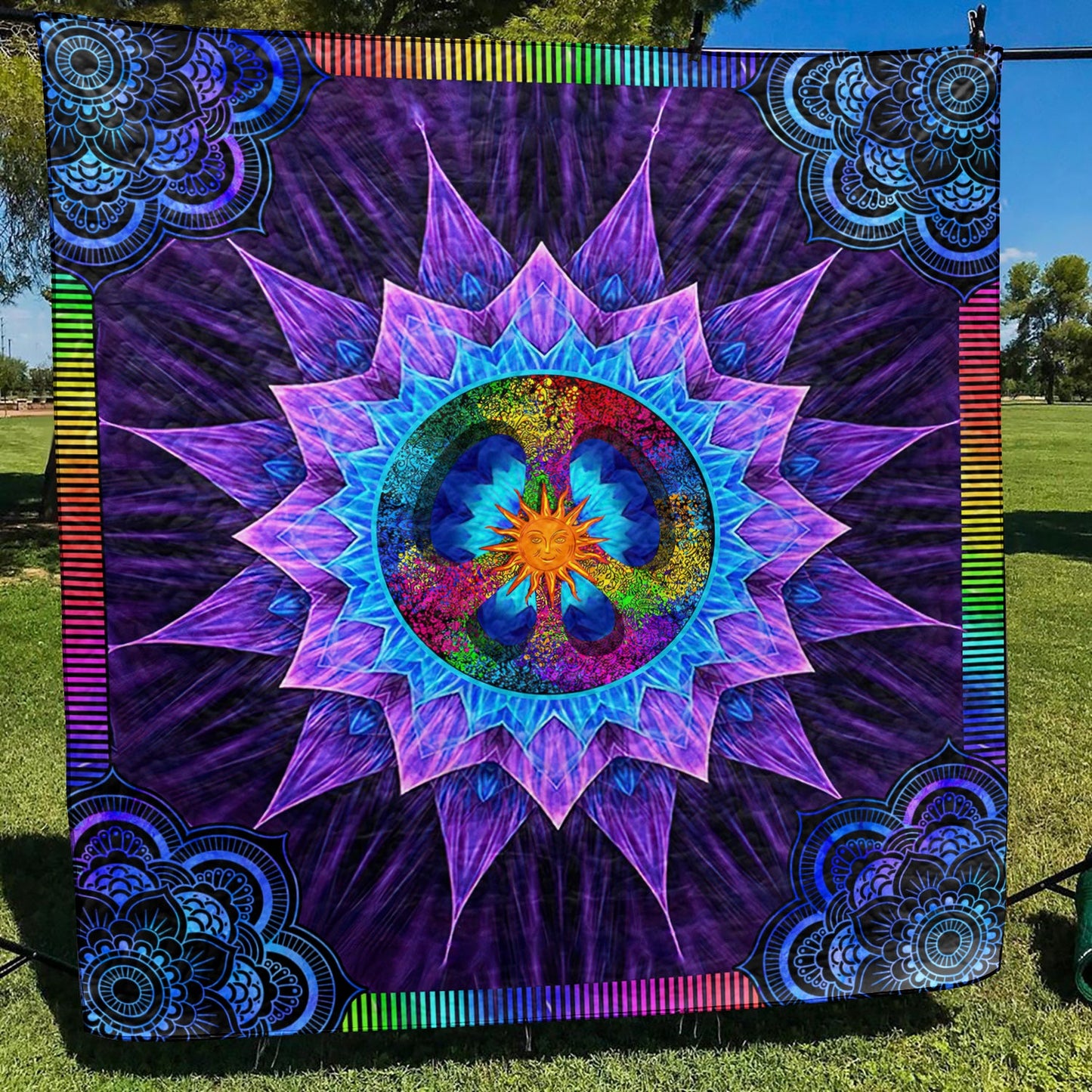 Hippie Flower Sun Quilt Blanket TL160601Y