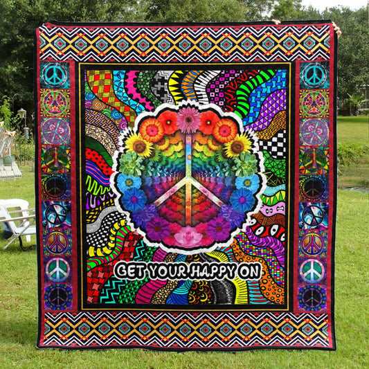 Hippie Get Your Happy On Quilt Blanket MT220603D