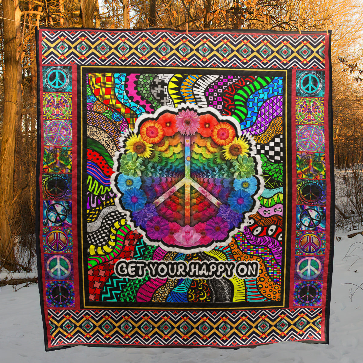 Hippie Get Your Happy On Quilt Blanket MT220603D