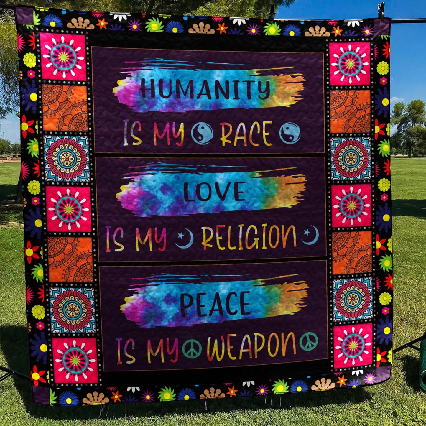 Hippie Humanity Love Peace Quilt Blanket MT230603D