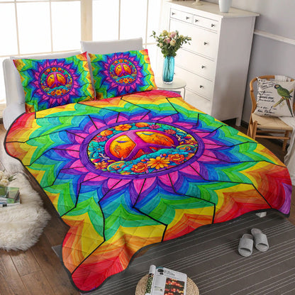 Hippie Peace Mandala Quilt Bedding Set ND240905