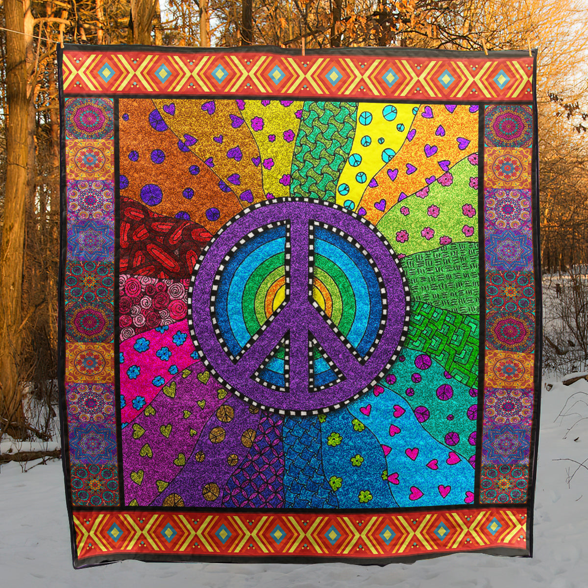 Hippie Peace Quilt Blanket HN220601M