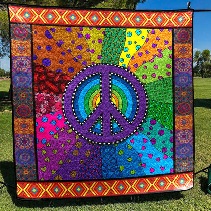 Hippie Peace Quilt Blanket HN220601M