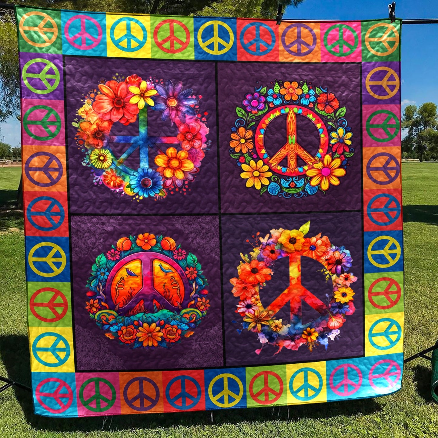 Hippie Peace Art Quilt HN240604M