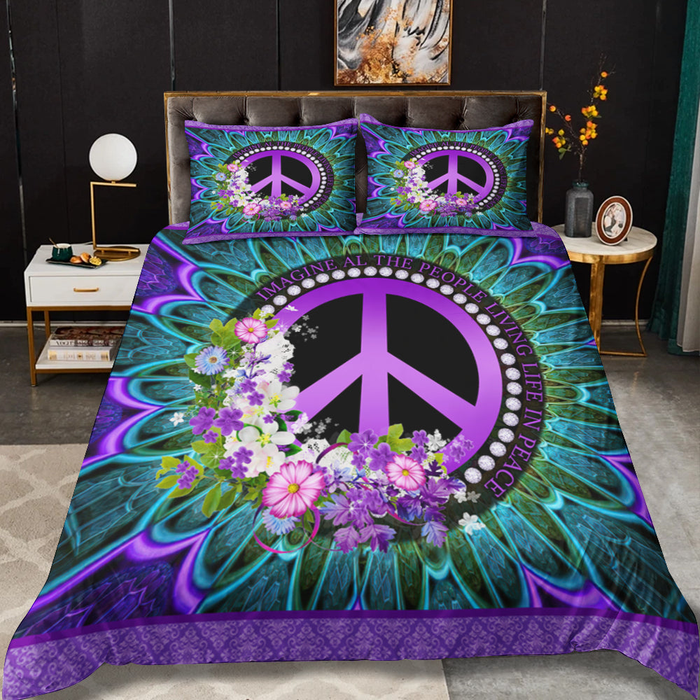 Hippie Peace Sign Bedding Sets MT230604DBS