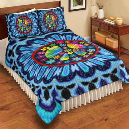 Hippie Peace Sign Quilt Bedding Set TL230603QS