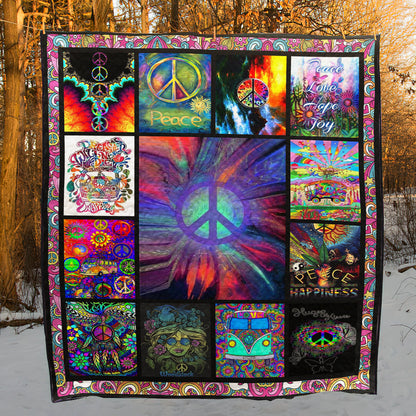 Hippie Peace Symbol CLH1412181Q Quilt Blanket