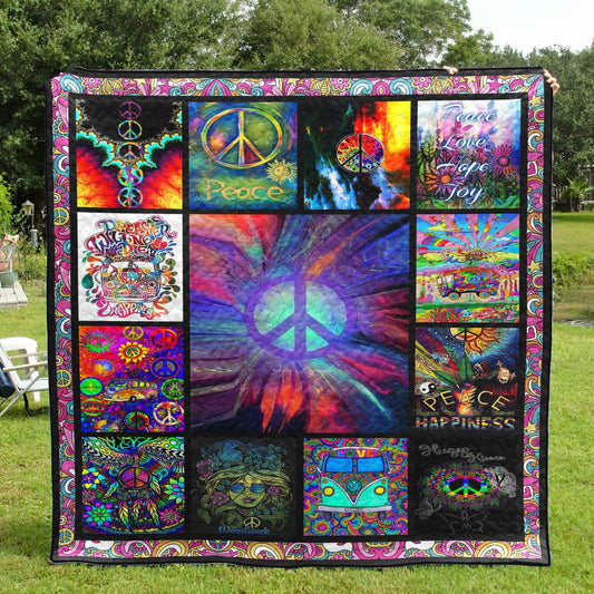 Hippie Peace Symbol CLH1412181Q Quilt Blanket