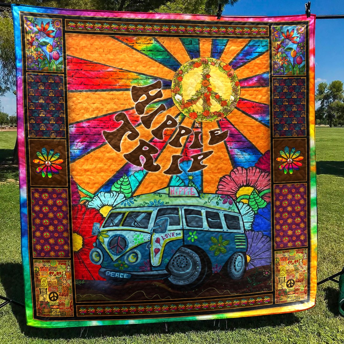 Hippie Road Trip Quilt Blanket HN150602D