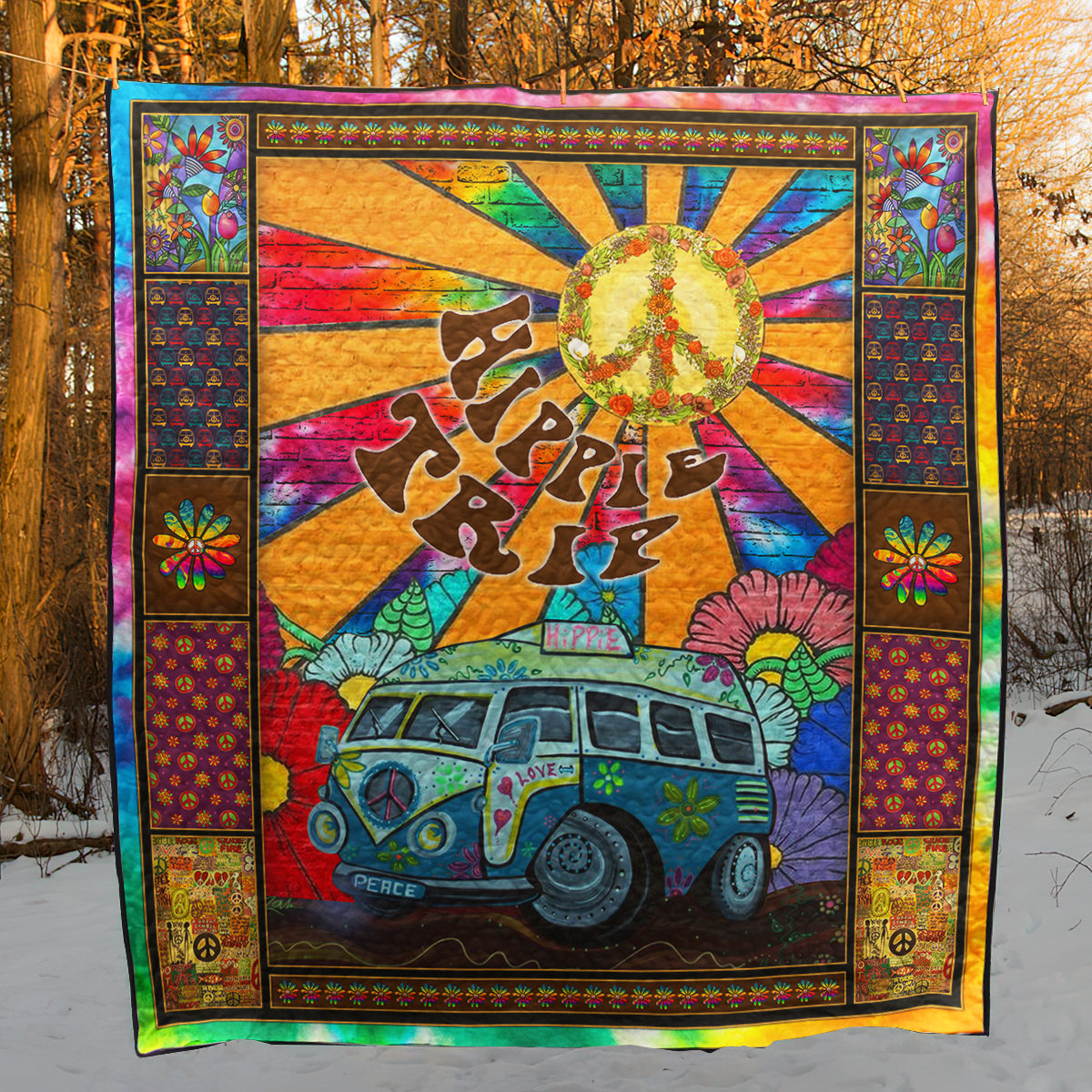 Hippie Road Trip Quilt Blanket HN150602D