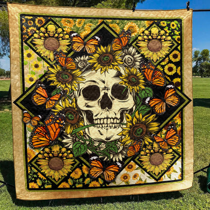 Hippie Skull Sunflower Quilt Blanket TL280603Y