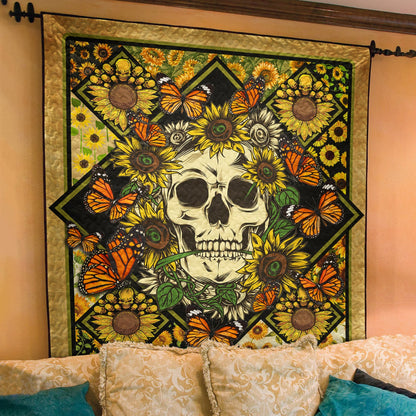 Hippie Skull Sunflower Quilt Blanket TL280603Y