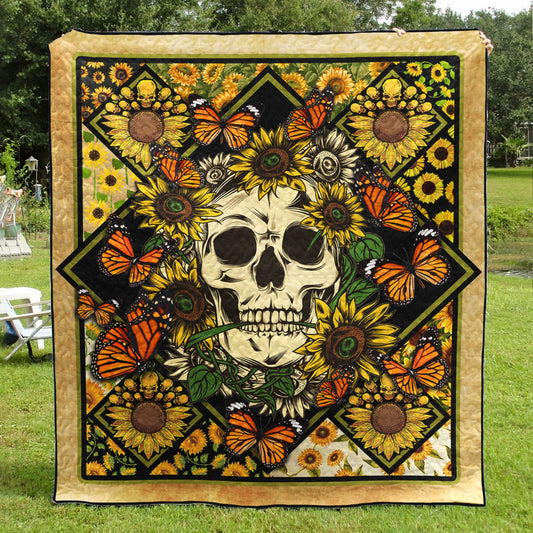 Hippie Skull Sunflower Quilt Blanket TL280603Y