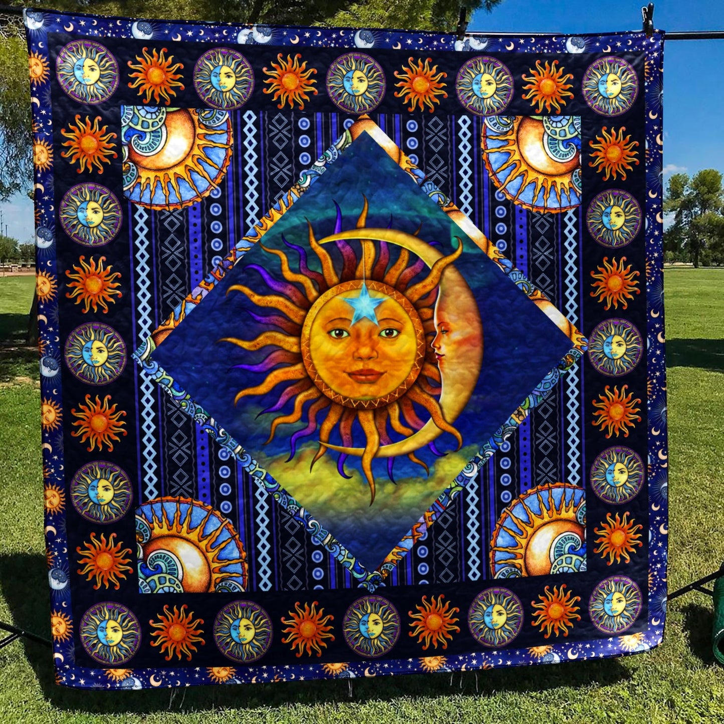 Hippie Sun And Moon Quilt Blanket MT200602D