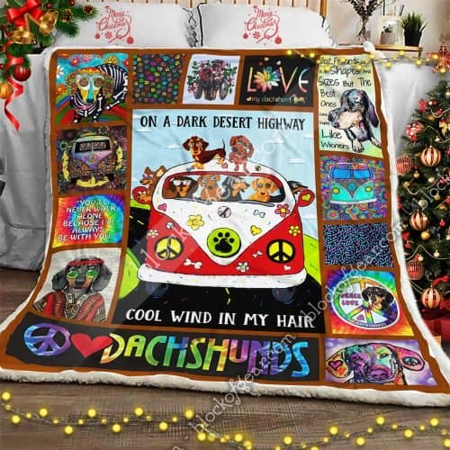 Hippie Dachshund CL15110131MDF Sherpa Fleece Blanket